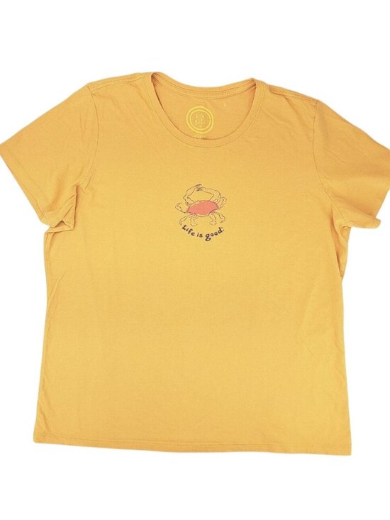 Life Is Good Tops - Life Is Good Women Size Large Yellow Crab Graphic T-Shirt Cotton Ocean Sea Life
